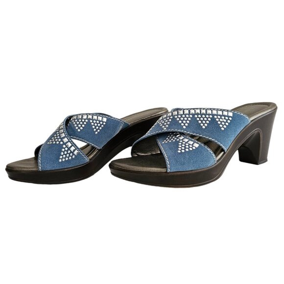 Naturalizer Shoes - Naturalizer Bavaro Blue Jean Suede Heeled Sandals with Rhinestones | NIB | 6.5 M